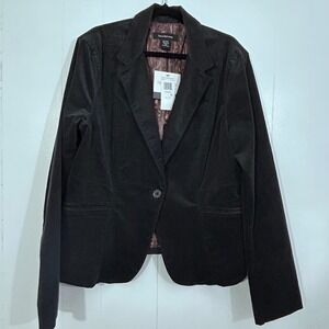 Calvin Klein Jeans Womens XL Black Corduroy Single Button Blazer Jacket WG32J11C